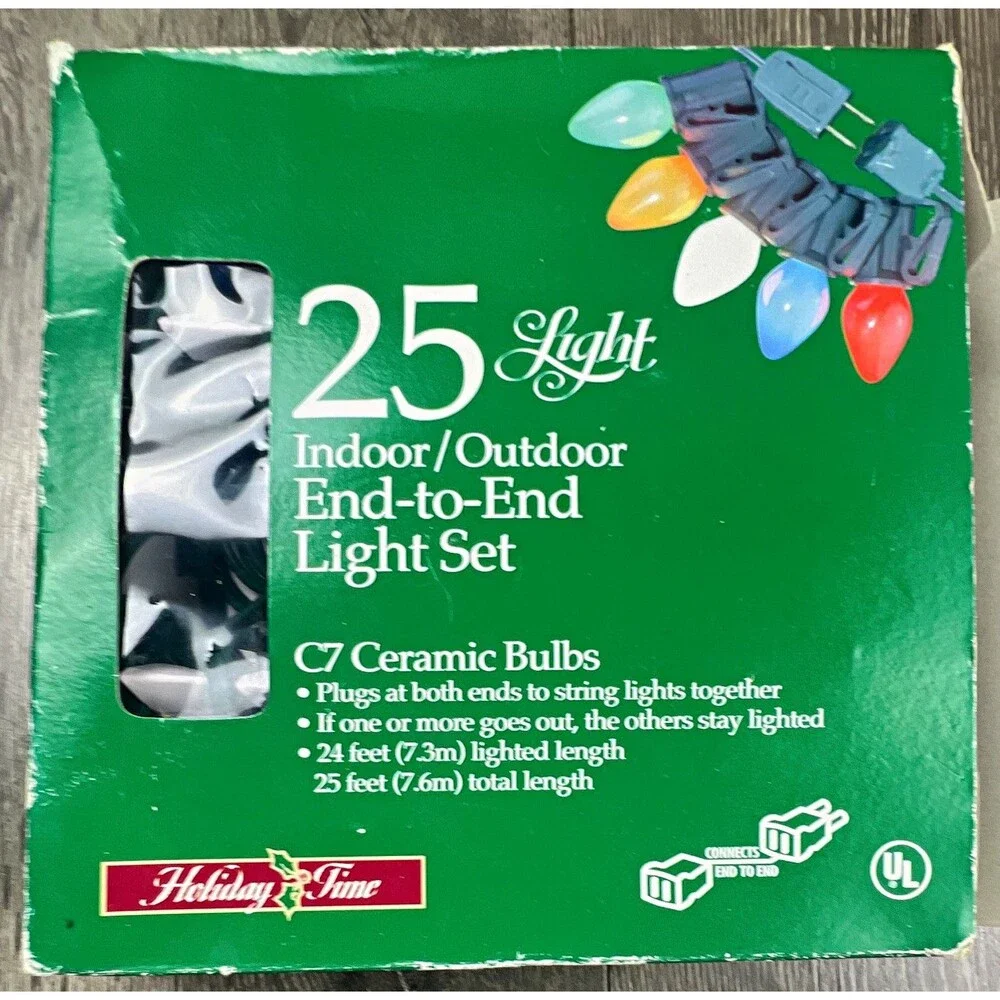 Holiday Time 25-Light C7 Ceramic Multicolor String Lights End-to-End 25 ft